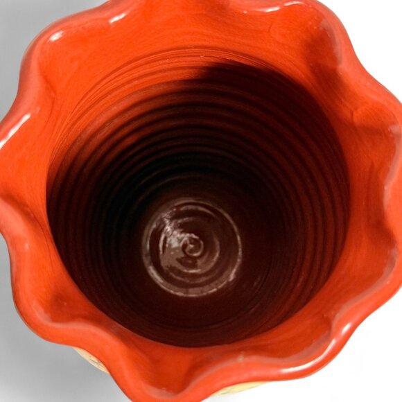 Jeff White Spongeware Pottery Vase Americana Redware 1984 - Picture 4 of 9